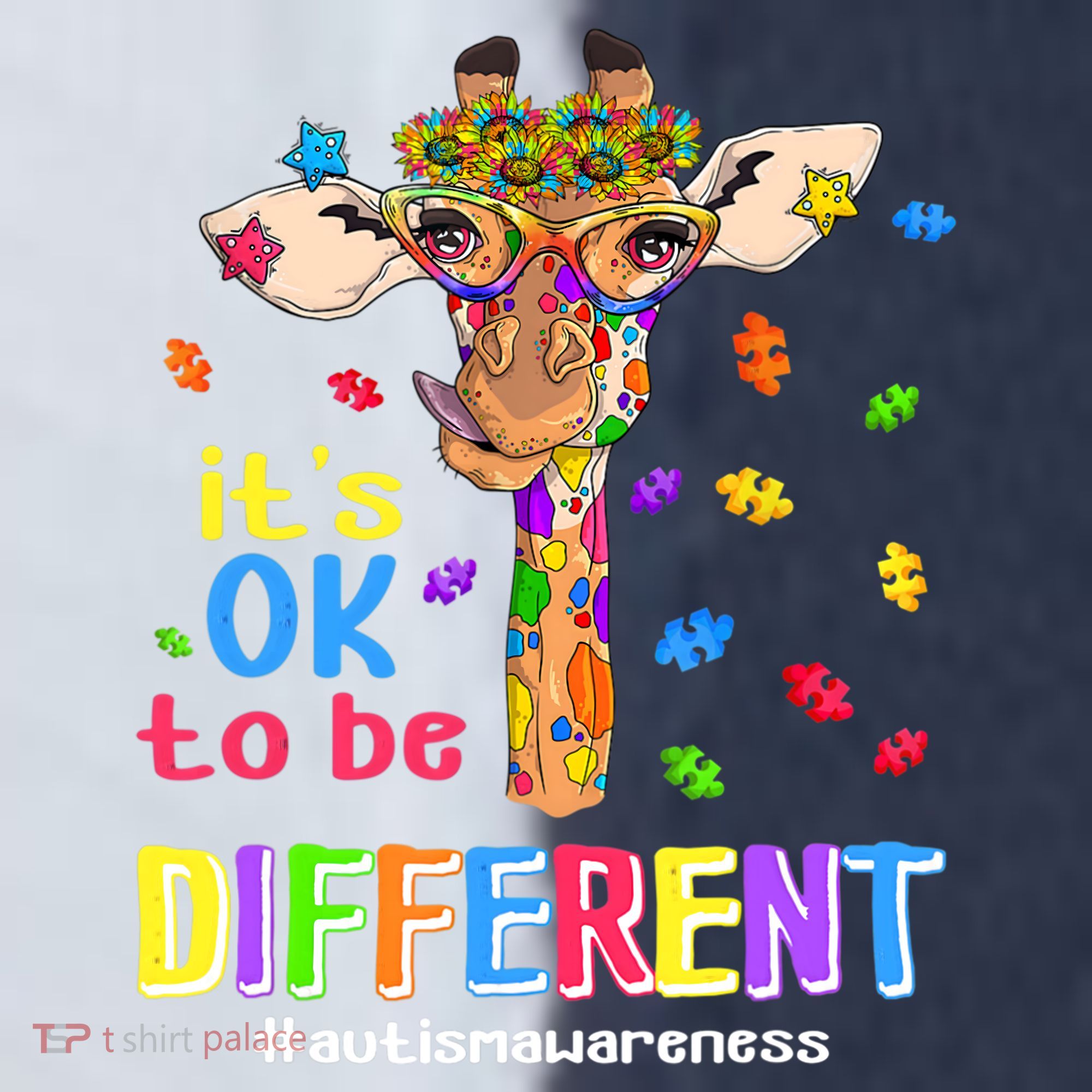 Giraffe It's Ok To Be Different Autism Awareness Acceptance Cute Gift Sport-Tek Competitor United Soccer Jersey