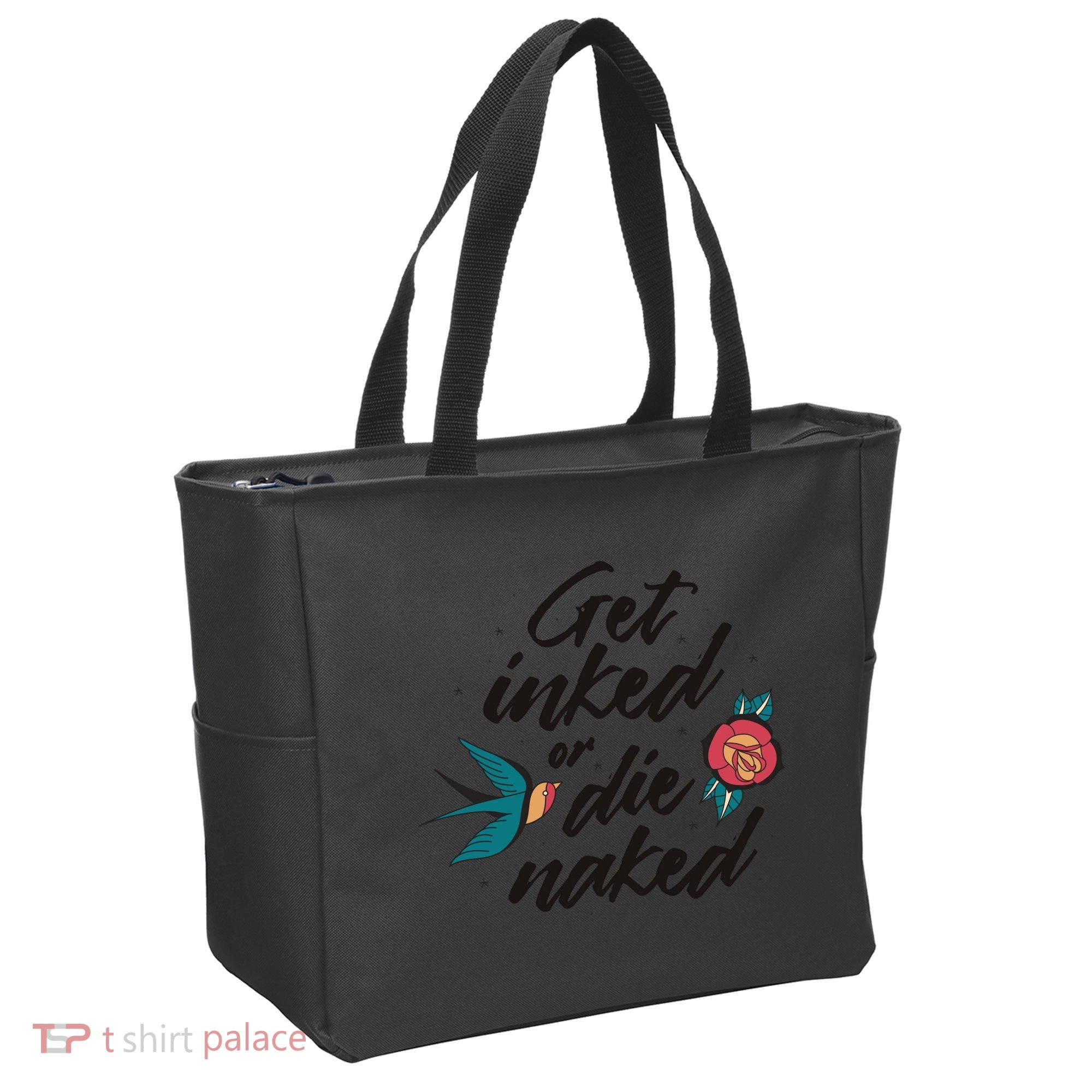 Get Inked Or Die Naked Tattoo Tote Bag