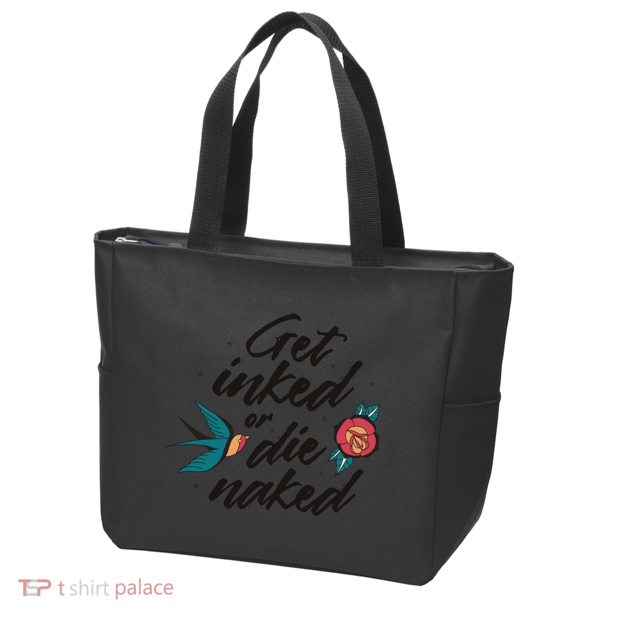 Get Inked Or Die Naked Tattoo Tote Bag