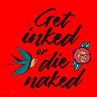 Get Inked Or Die Naked Tattoo Santa Hat thumb 1
