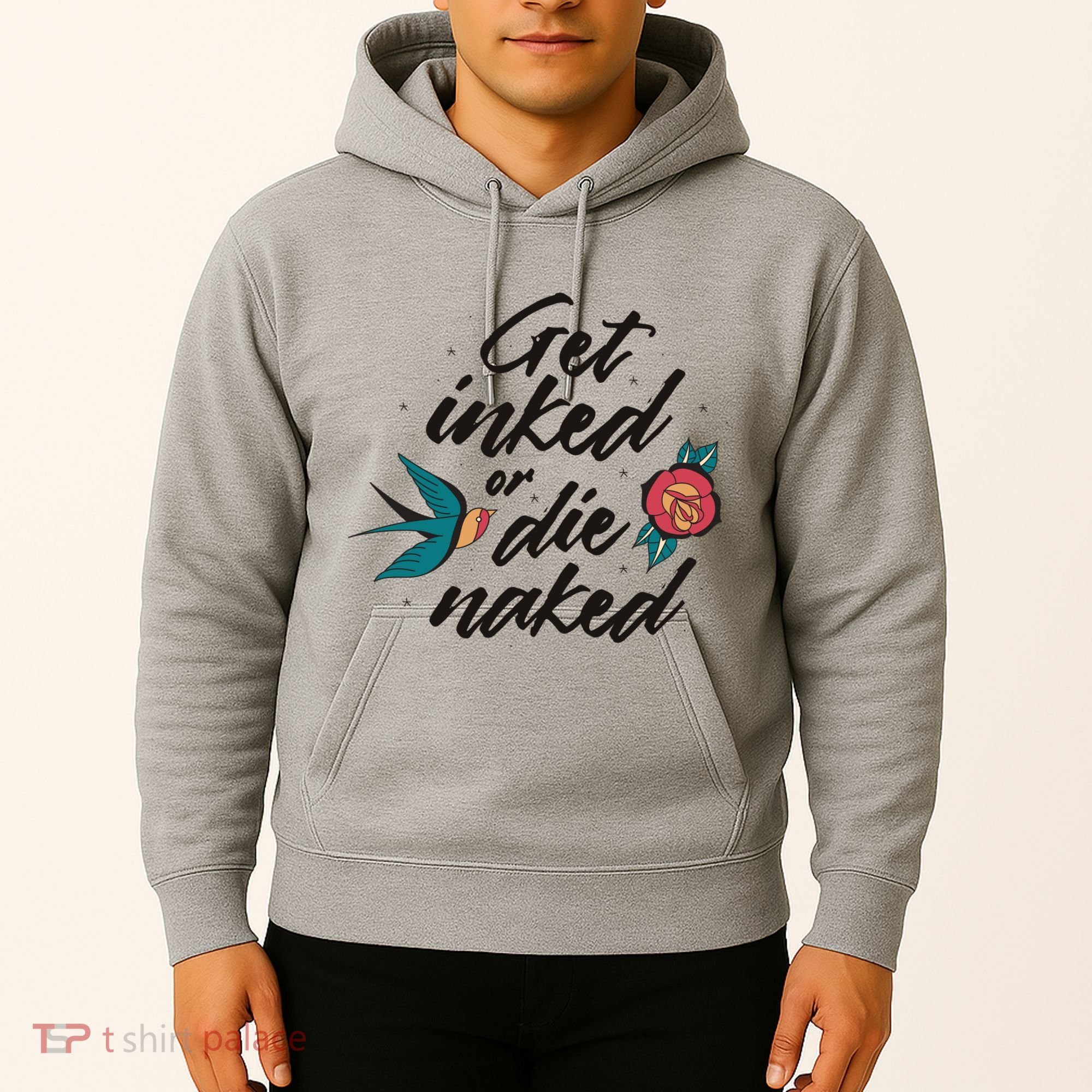 Get Inked Or Die Naked Tattoo Hoodie