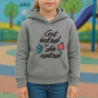 Get Inked Or Die Naked Tattoo Kids Hoodie thumb 3