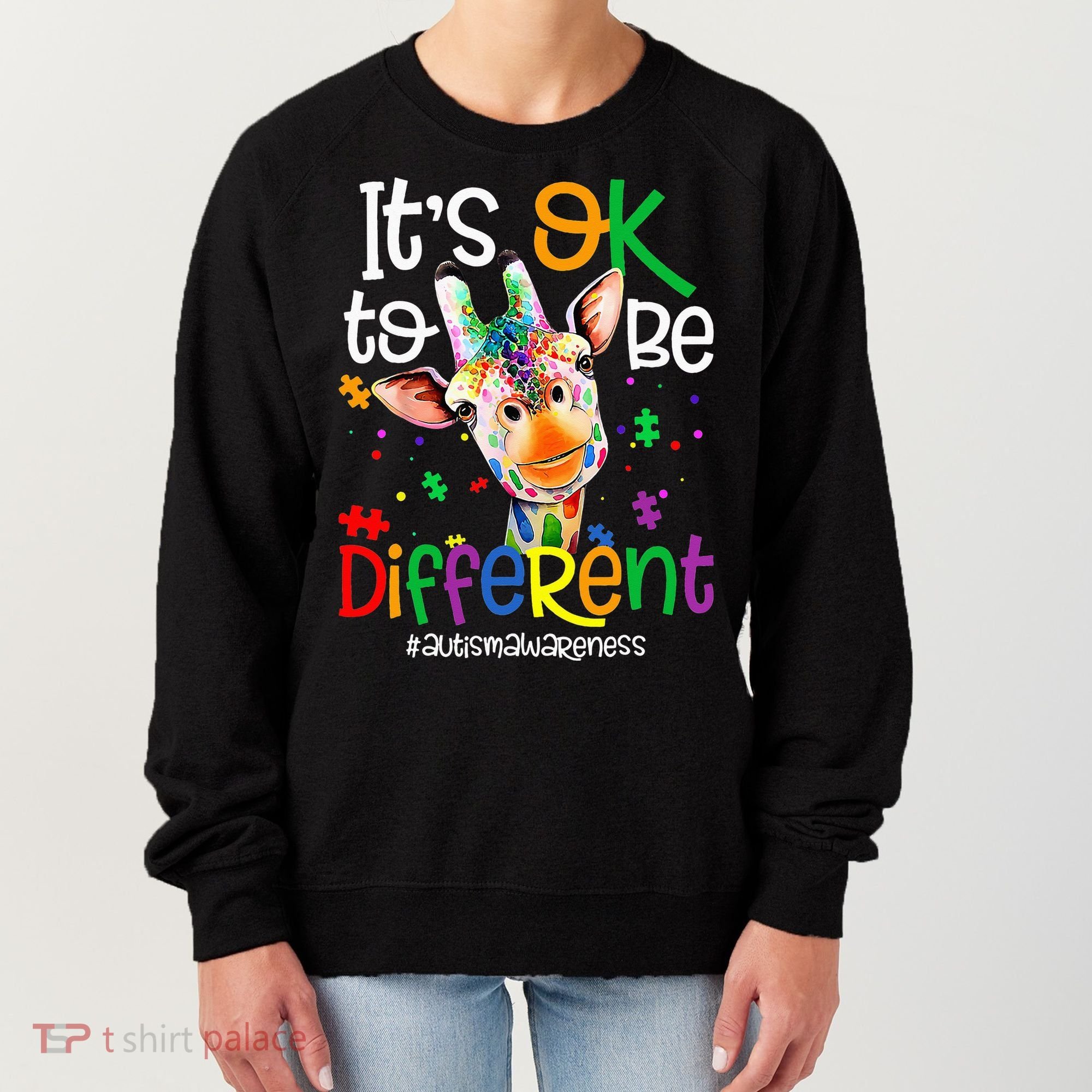 giraffe its okay to be different ASD Awareness Women's Sweatshirt