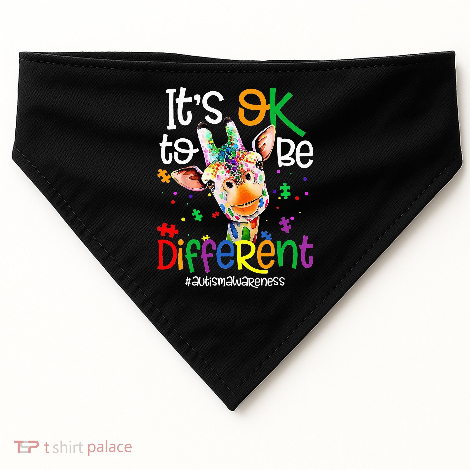 giraffe its okay to be different ASD Awareness USA-Made Doggie Bandana