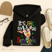 giraffe its okay to be different ASD Awareness Hoodie thumb 4