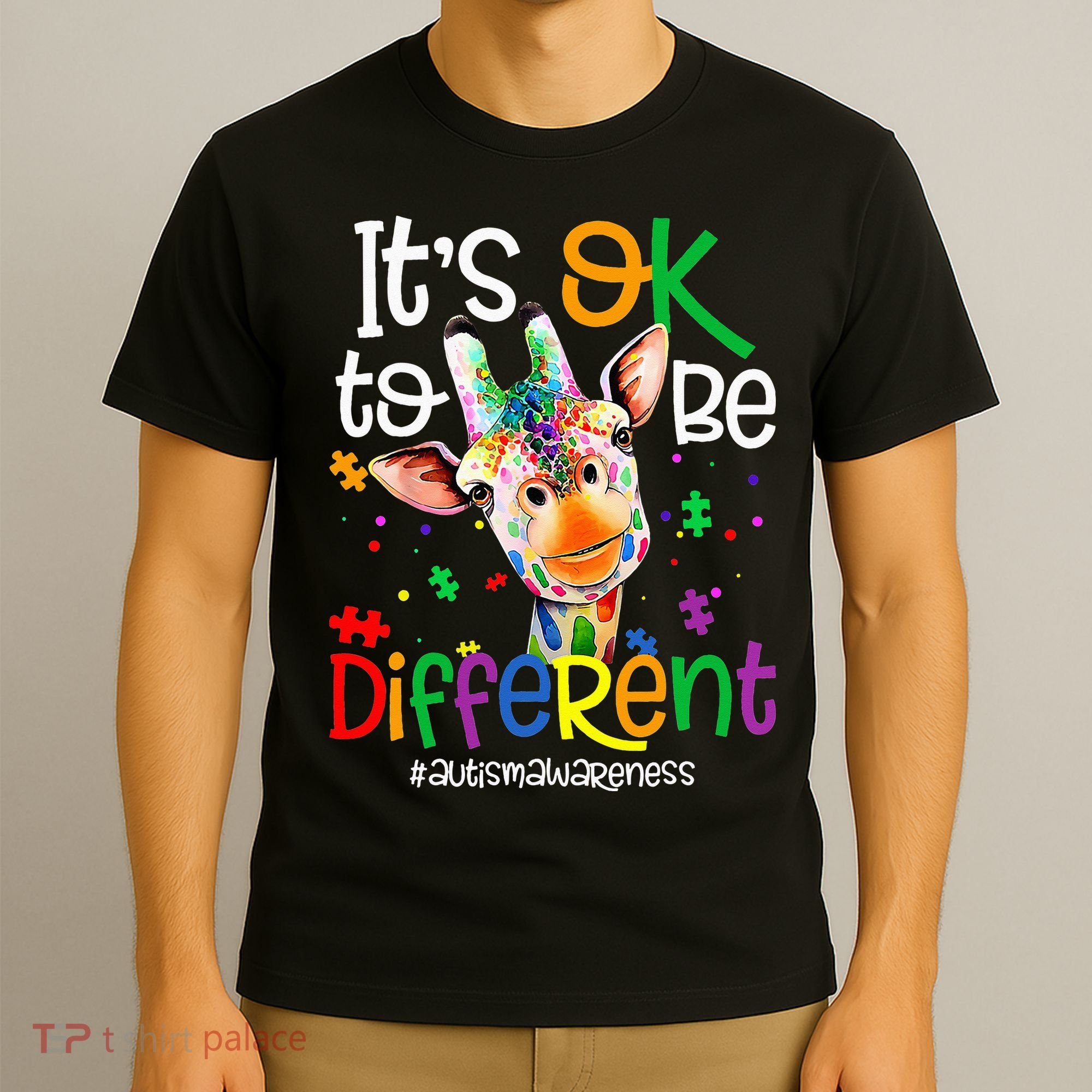 giraffe its okay to be different ASD Awareness T-Shirt