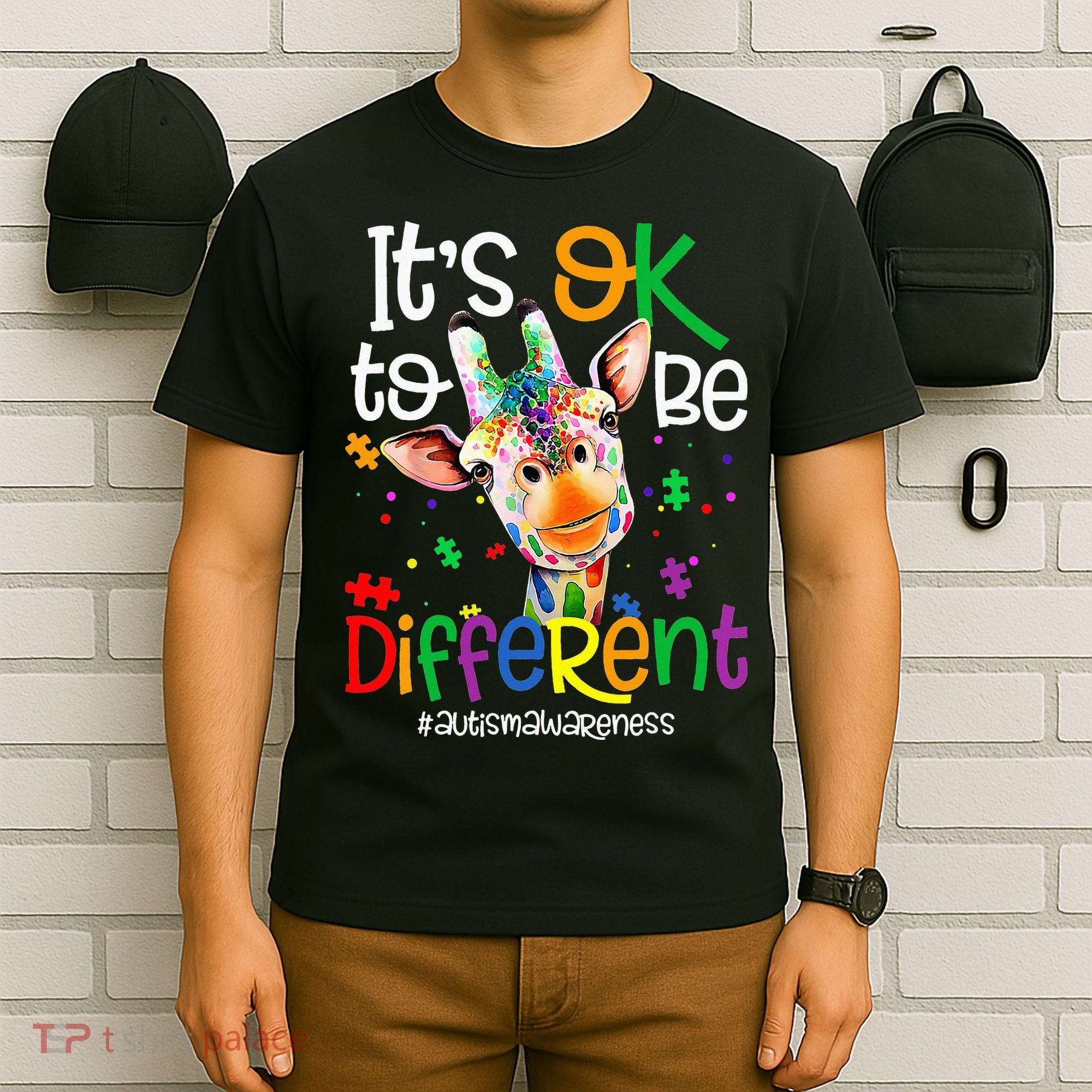 giraffe its okay to be different ASD Awareness T-Shirt