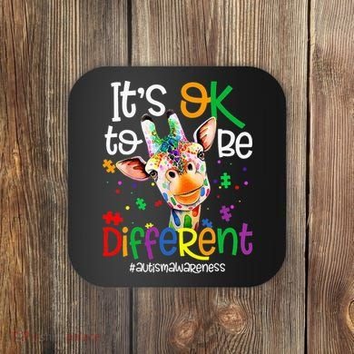 giraffe its okay to be different ASD Awareness Coaster