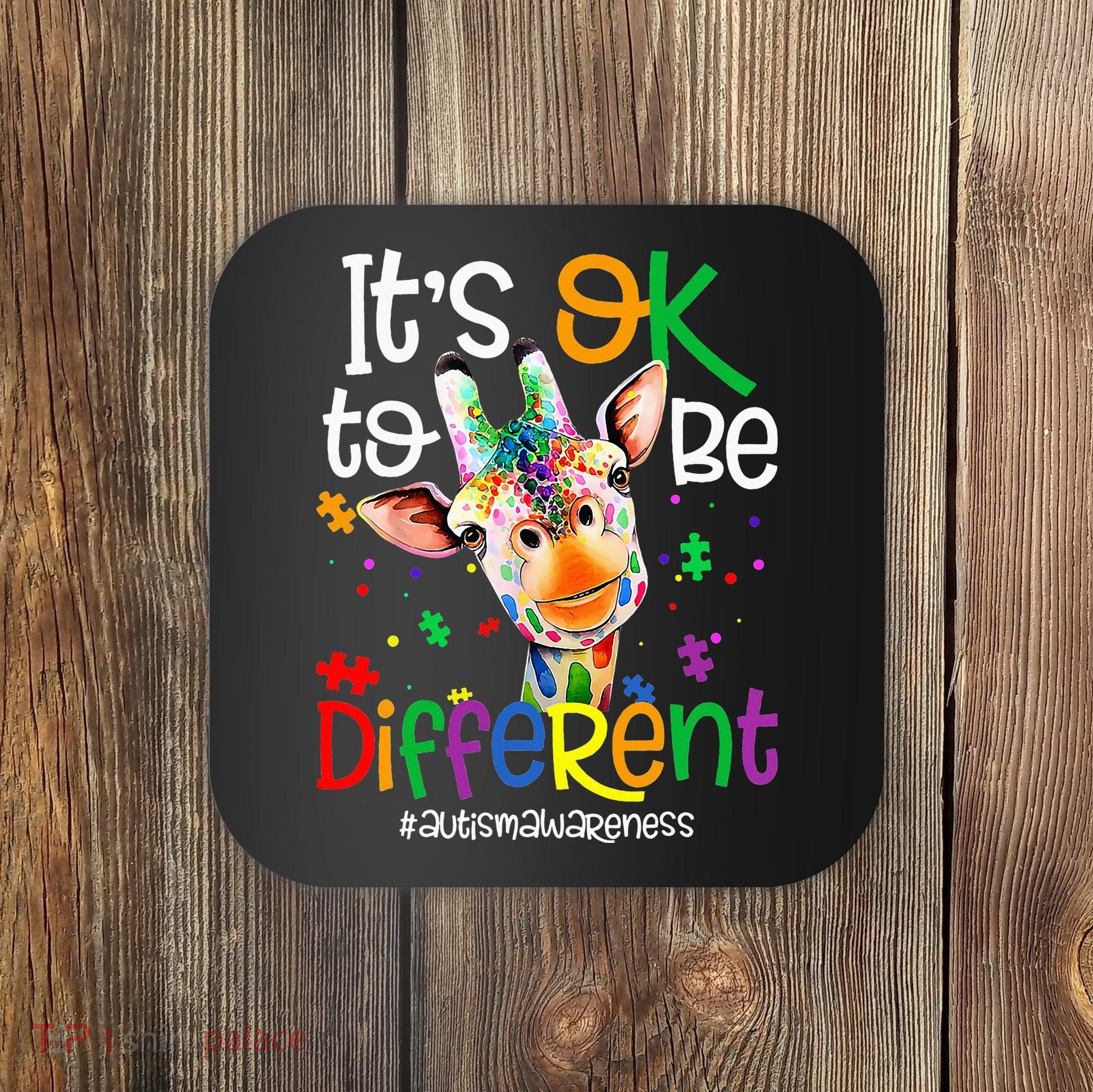 giraffe its okay to be different ASD Awareness Coaster