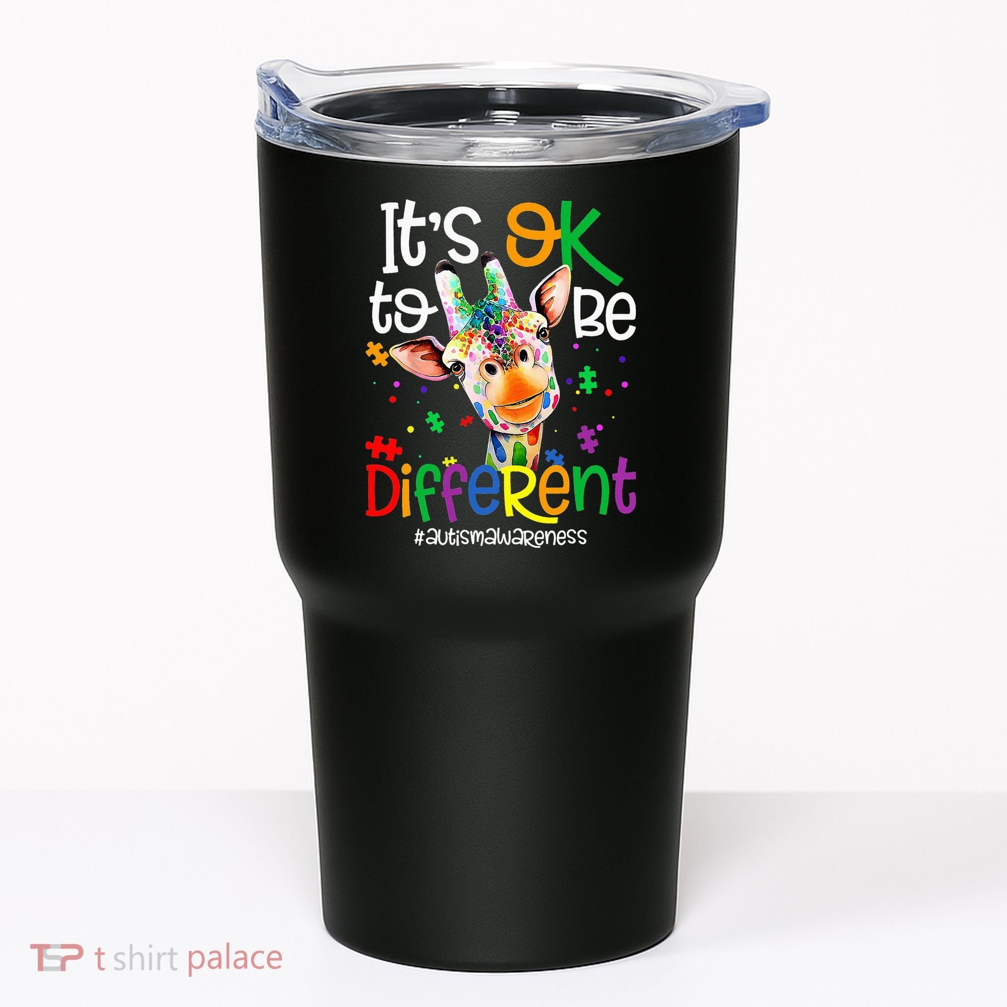 giraffe its okay to be different ASD Awareness Tumbler