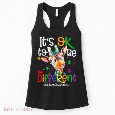 giraffe its okay to be different ASD Awareness Women's Tank Top