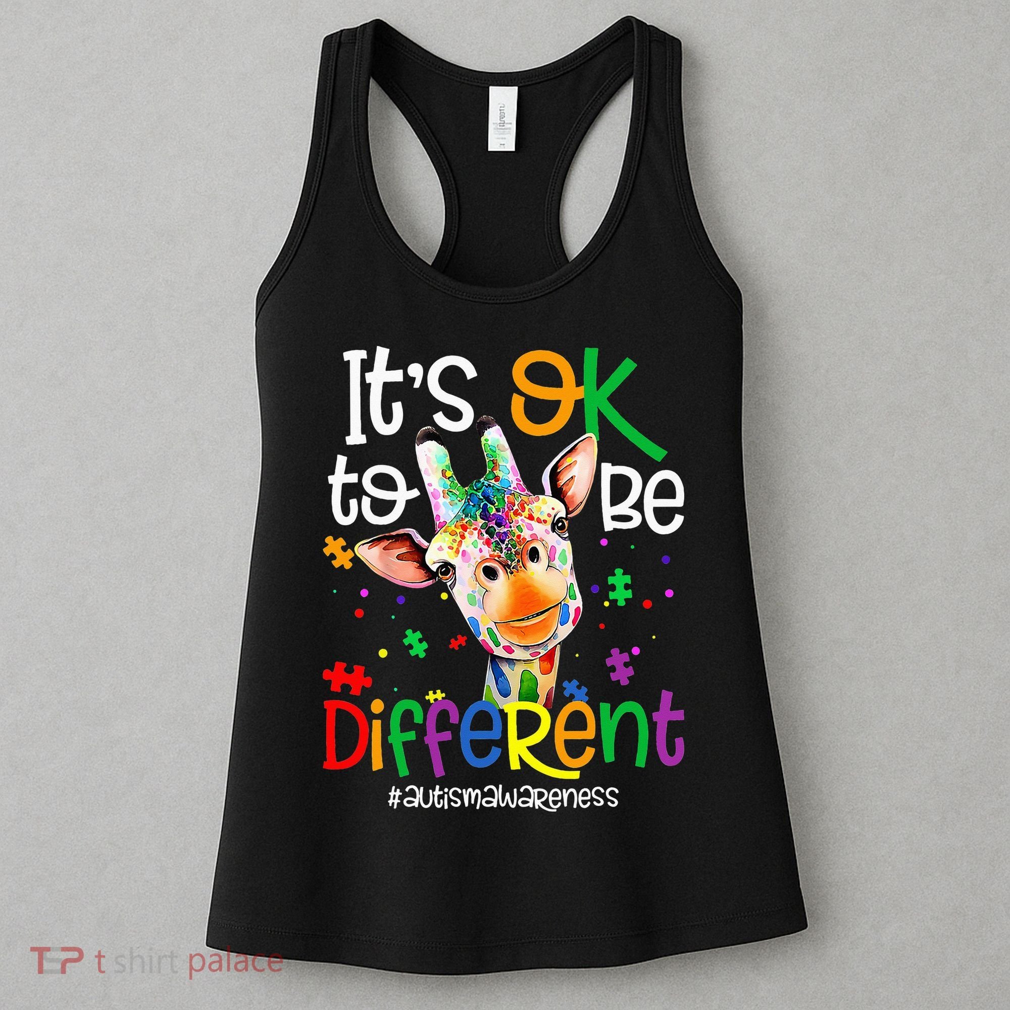 giraffe its okay to be different ASD Awareness Women's Tank Top