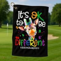 giraffe its okay to be different ASD Awareness Golf Towel thumb 1