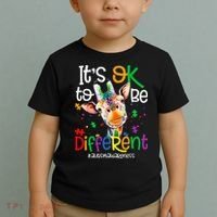 giraffe its okay to be different ASD Awareness Toddler T-Shirt thumb 2
