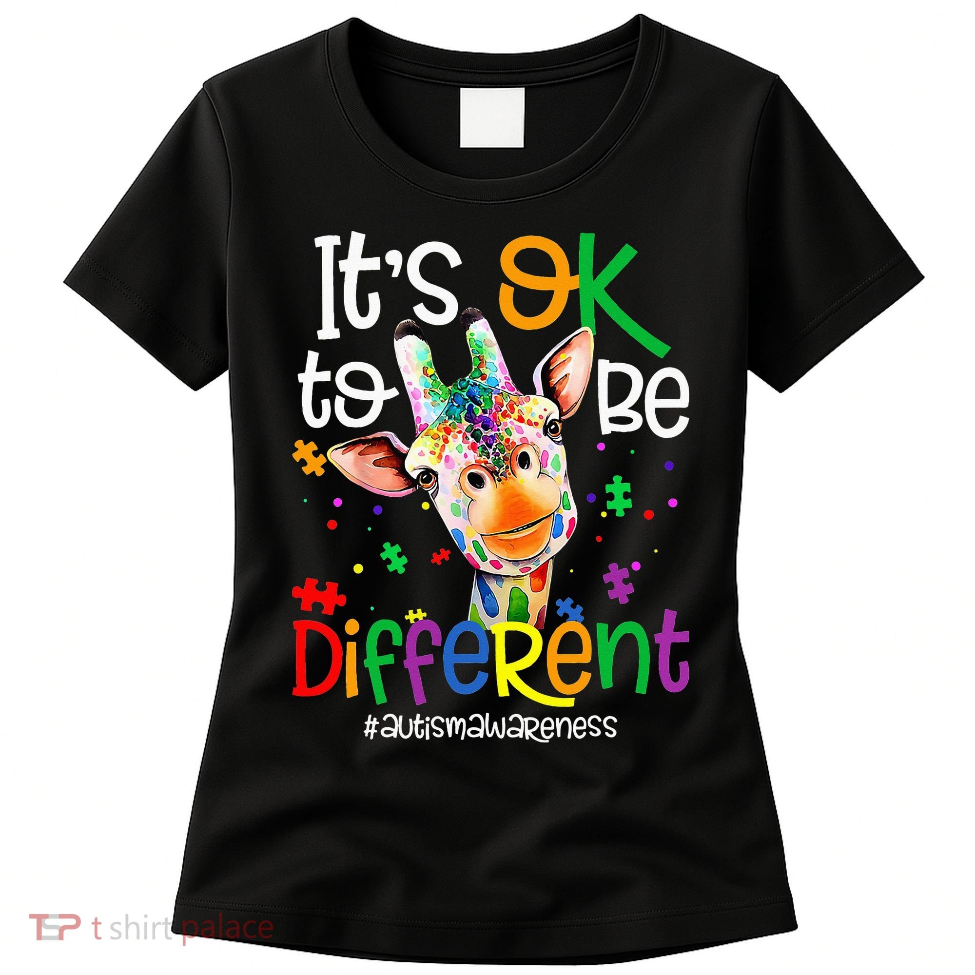 giraffe its okay to be different ASD Awareness Women's T-Shirt