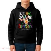 giraffe its okay to be different ASD Awareness Kids Hoodie thumb 4