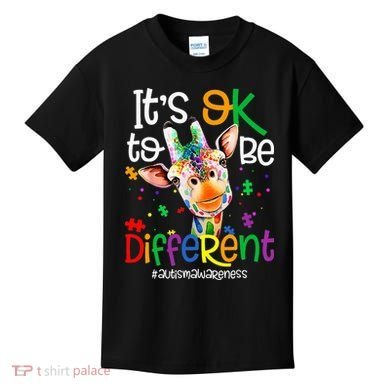 giraffe its okay to be different ASD Awareness Kids T-Shirt