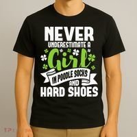 Girl In Poodle Socks Irish Dancer Ceili Reel Dance Feis T-Shirt thumb 3