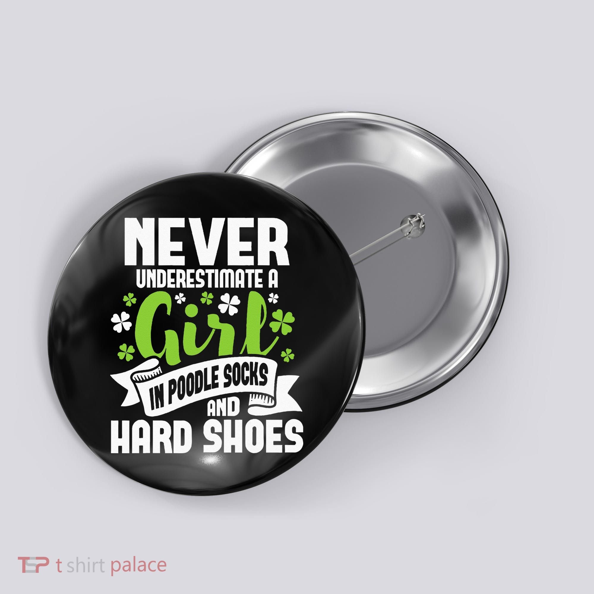 Girl In Poodle Socks Irish Dancer Ceili Reel Dance Feis Button