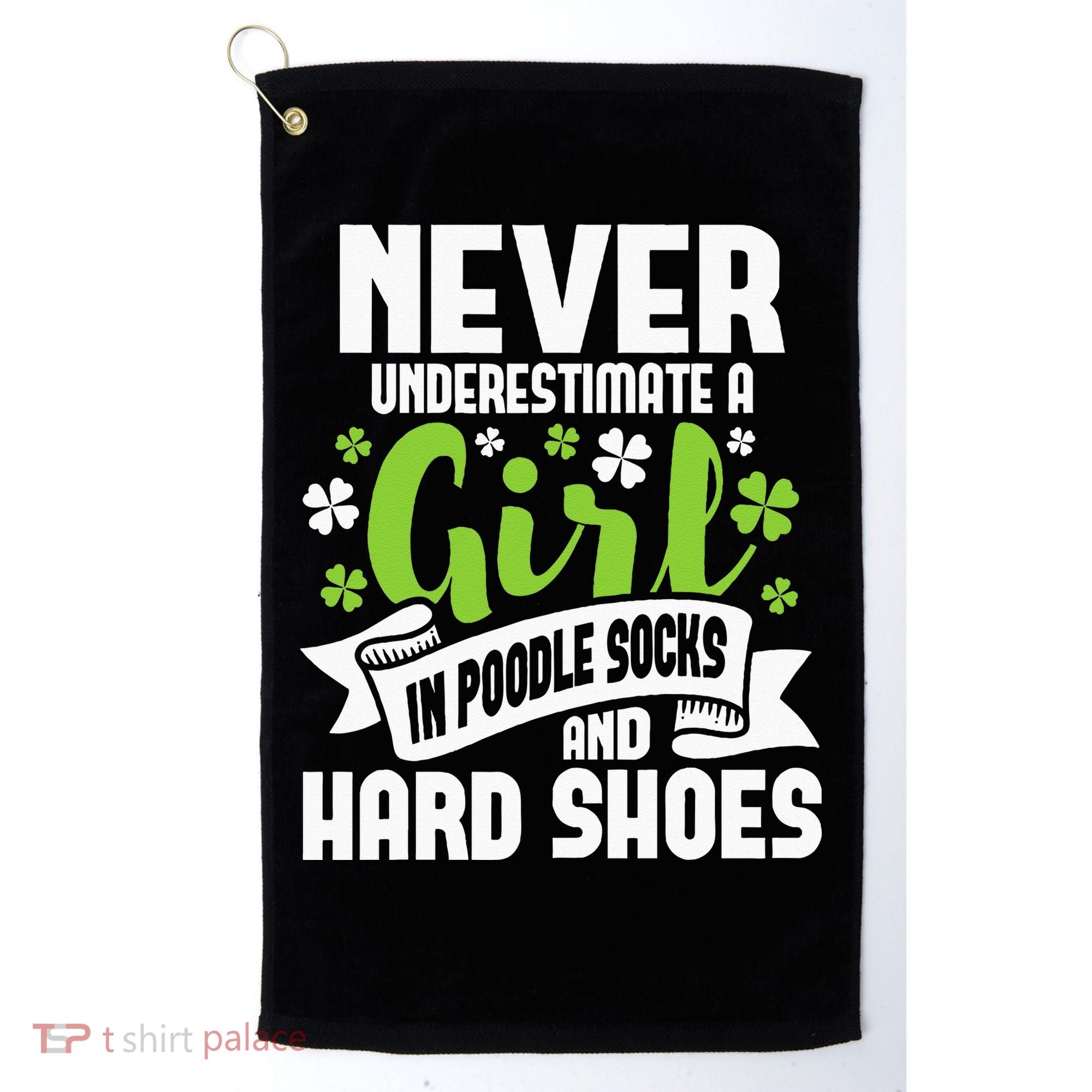 Girl In Poodle Socks Irish Dancer Ceili Reel Dance Feis Golf Towel