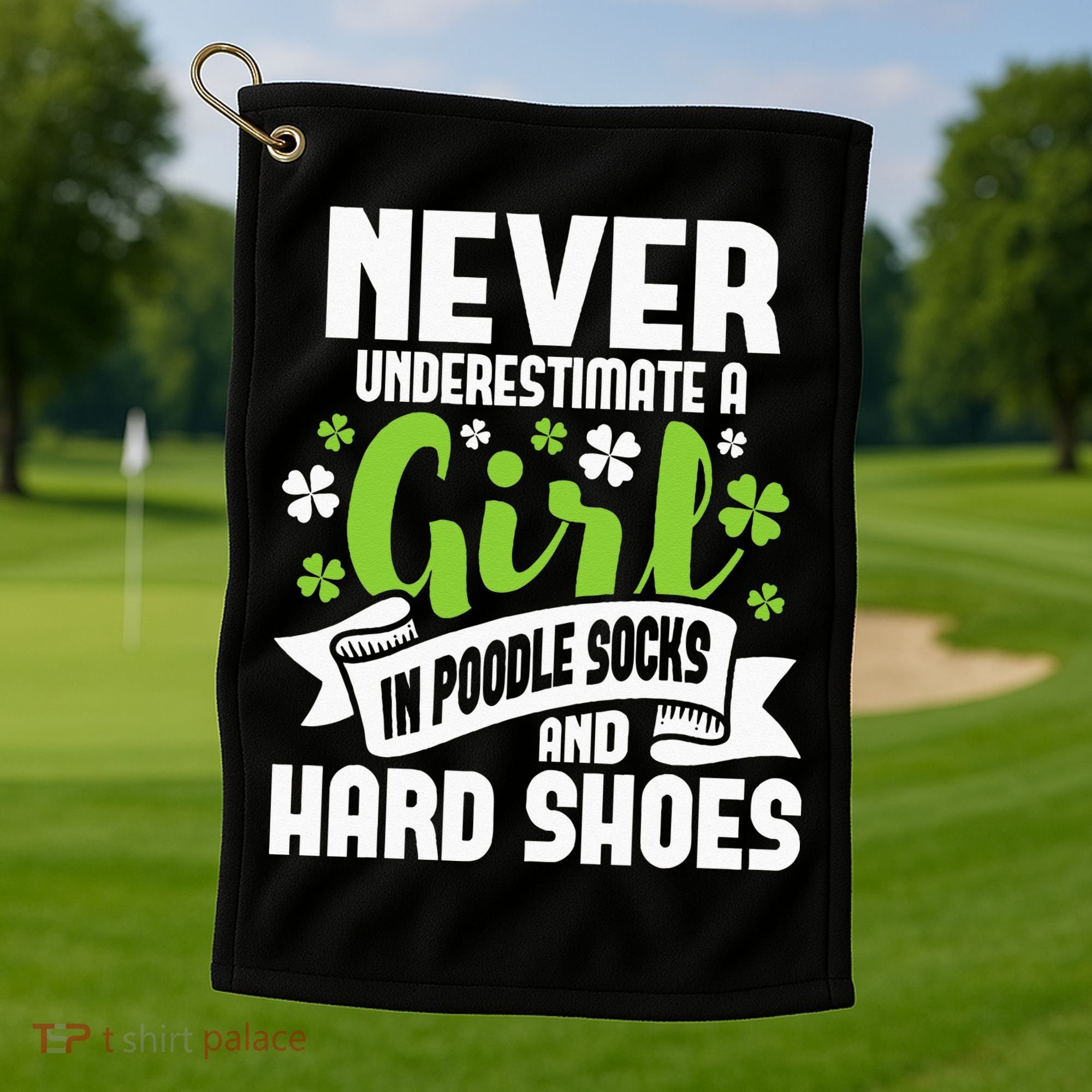 Girl In Poodle Socks Irish Dancer Ceili Reel Dance Feis Golf Towel