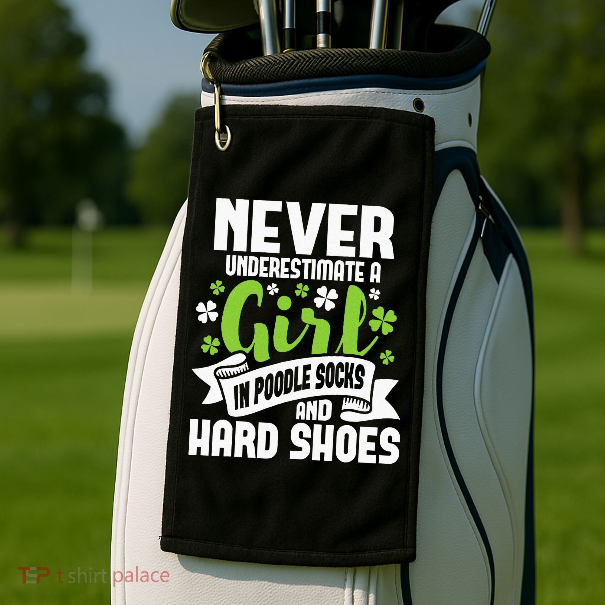 Girl In Poodle Socks Irish Dancer Ceili Reel Dance Feis Golf Towel