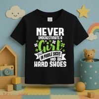 Girl In Poodle Socks Irish Dancer Ceili Reel Dance Feis Toddler T-Shirt thumb 3