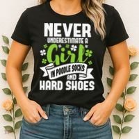 Girl In Poodle Socks Irish Dancer Ceili Reel Dance Feis Women's T-Shirt thumb 2