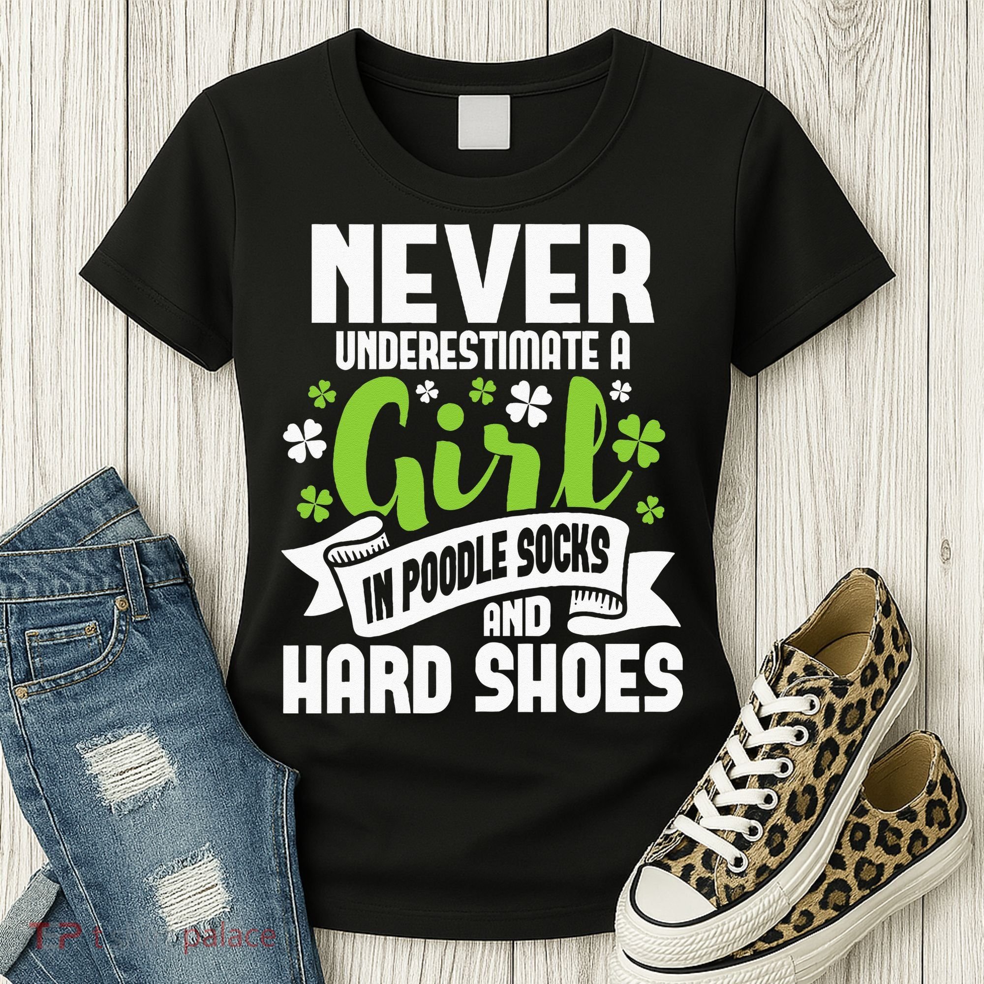 Girl In Poodle Socks Irish Dancer Ceili Reel Dance Feis Women's T-Shirt