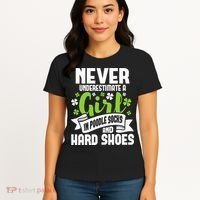 Girl In Poodle Socks Irish Dancer Ceili Reel Dance Feis Women's T-Shirt thumb 4
