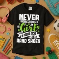 Girl In Poodle Socks Irish Dancer Ceili Reel Dance Feis Kids T-Shirt thumb 3