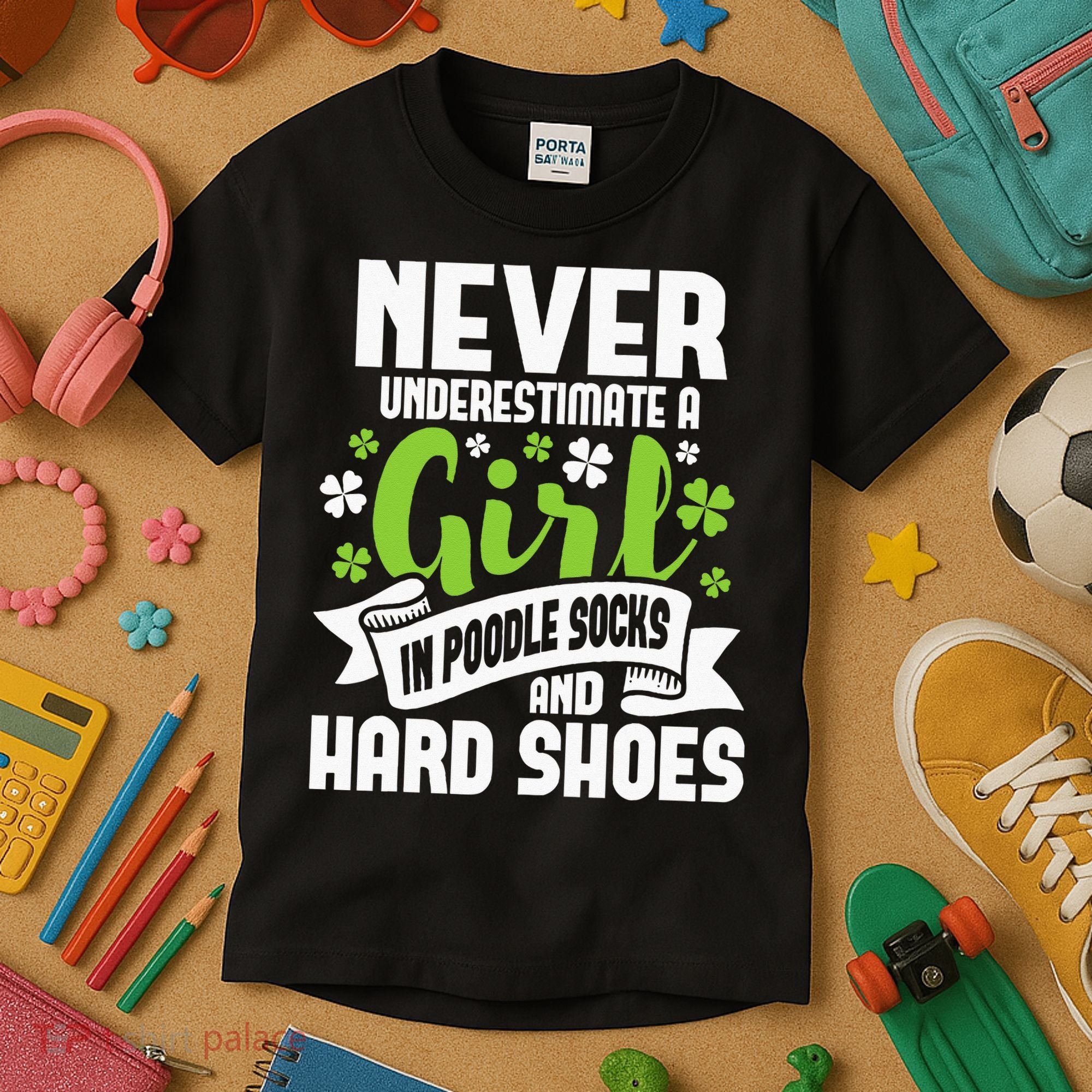 Girl In Poodle Socks Irish Dancer Ceili Reel Dance Feis Kids T-Shirt