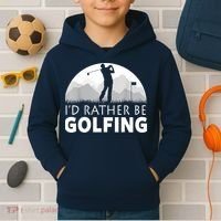 Golf Id Rather Be Golfing Funny Golf Gift Kids Hoodie thumb 2