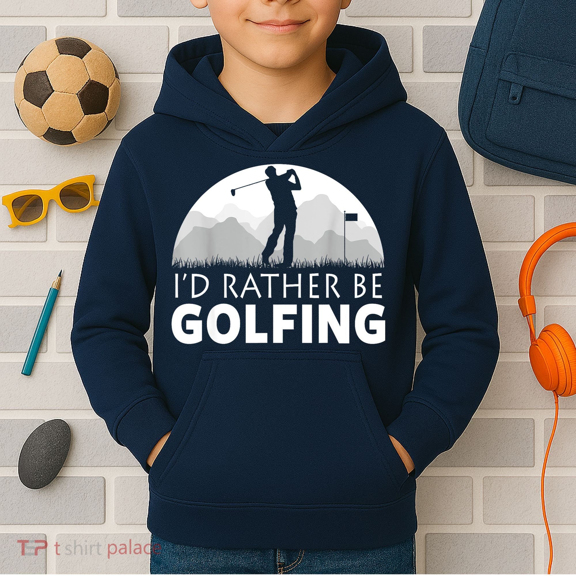 Golf Id Rather Be Golfing Funny Golf Gift Kids Hoodie