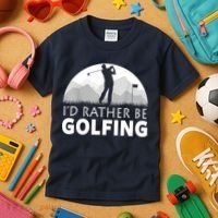 Golf Id Rather Be Golfing Funny Golf Gift Kids T-Shirt thumb 3