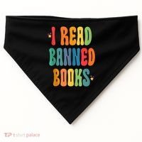 Groovy I Read Banned Books Librarian Reader Bookworm USA-Made Doggie Bandana thumb 0