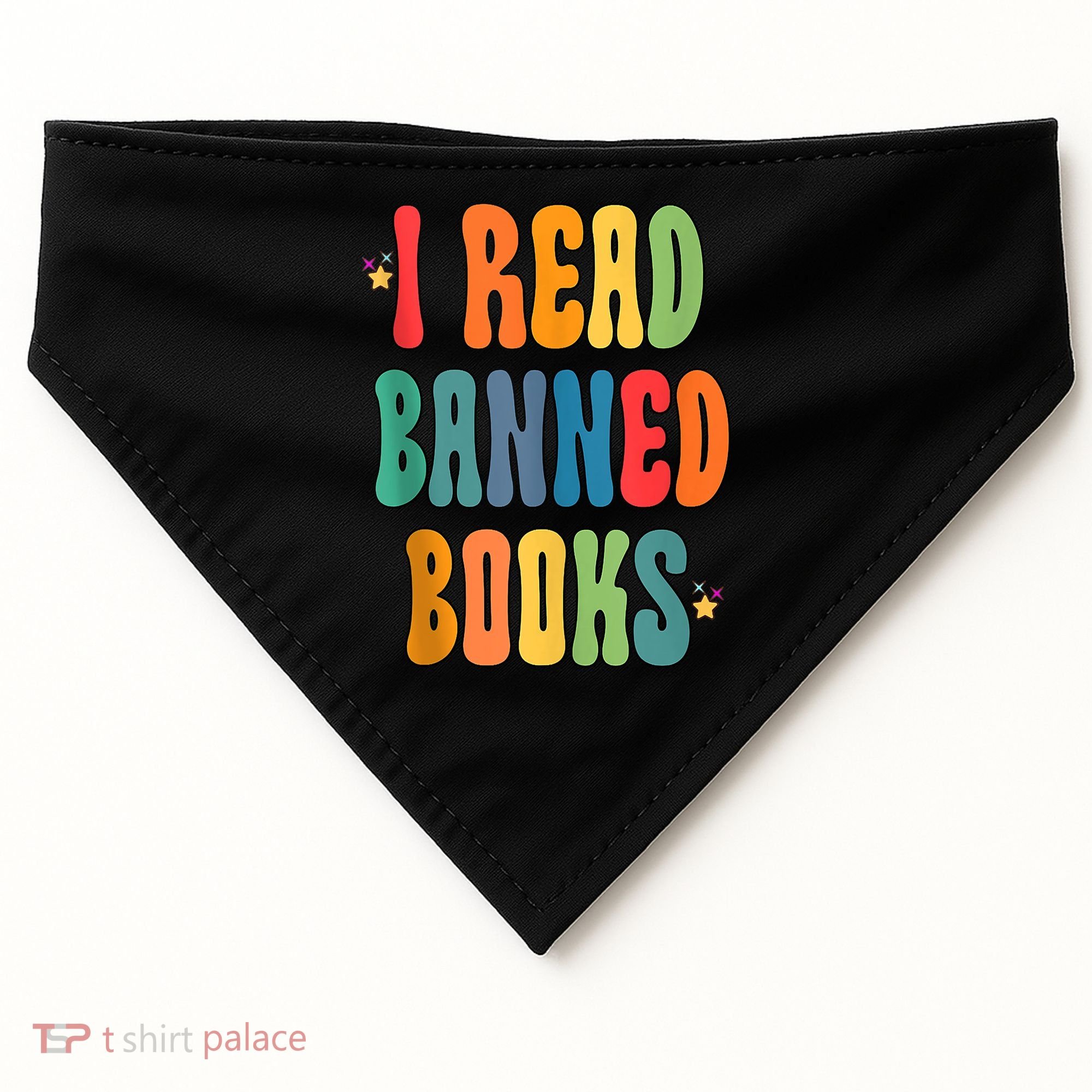 Groovy I Read Banned Books Librarian Reader Bookworm USA-Made Doggie Bandana
