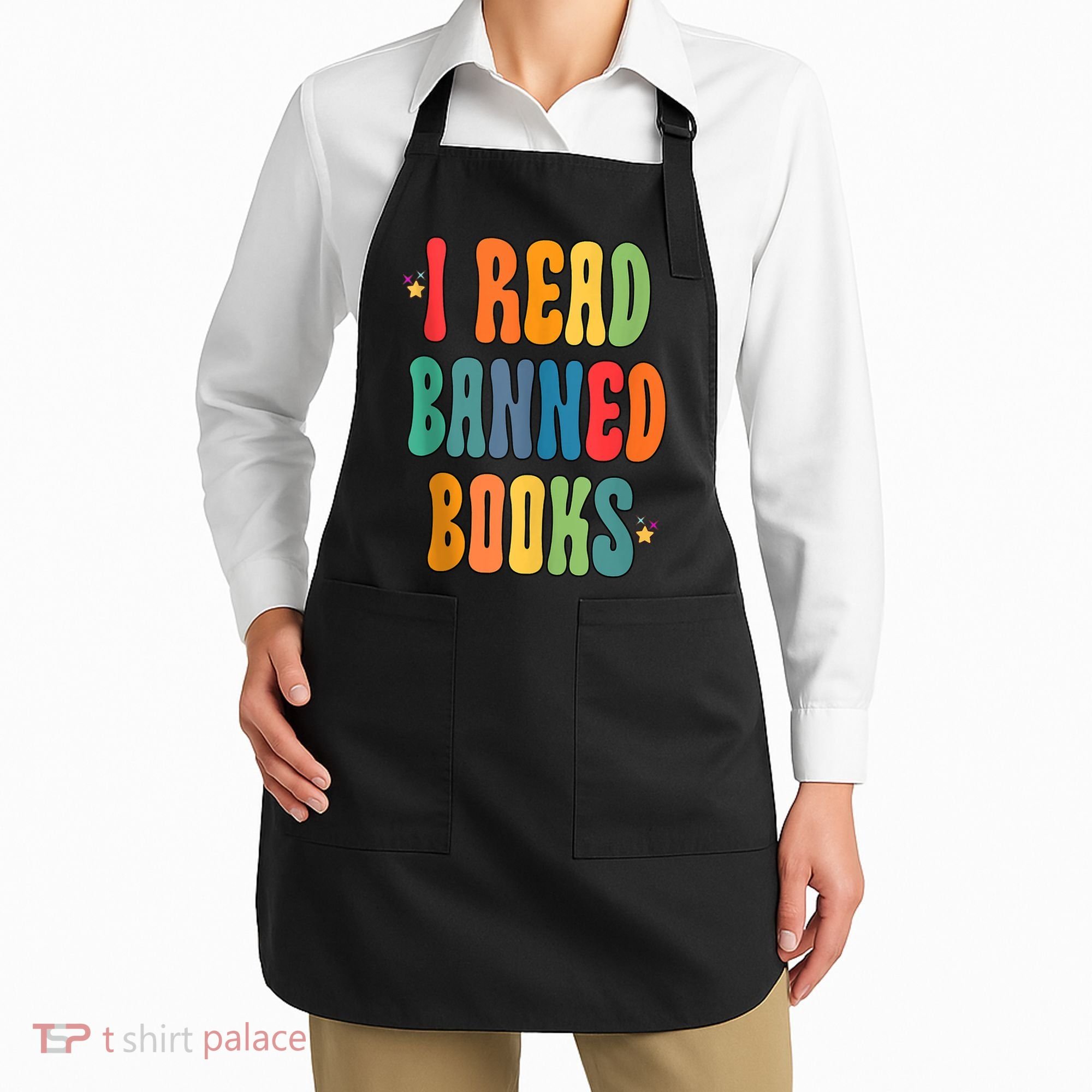 Groovy I Read Banned Books Librarian Reader Bookworm Apron