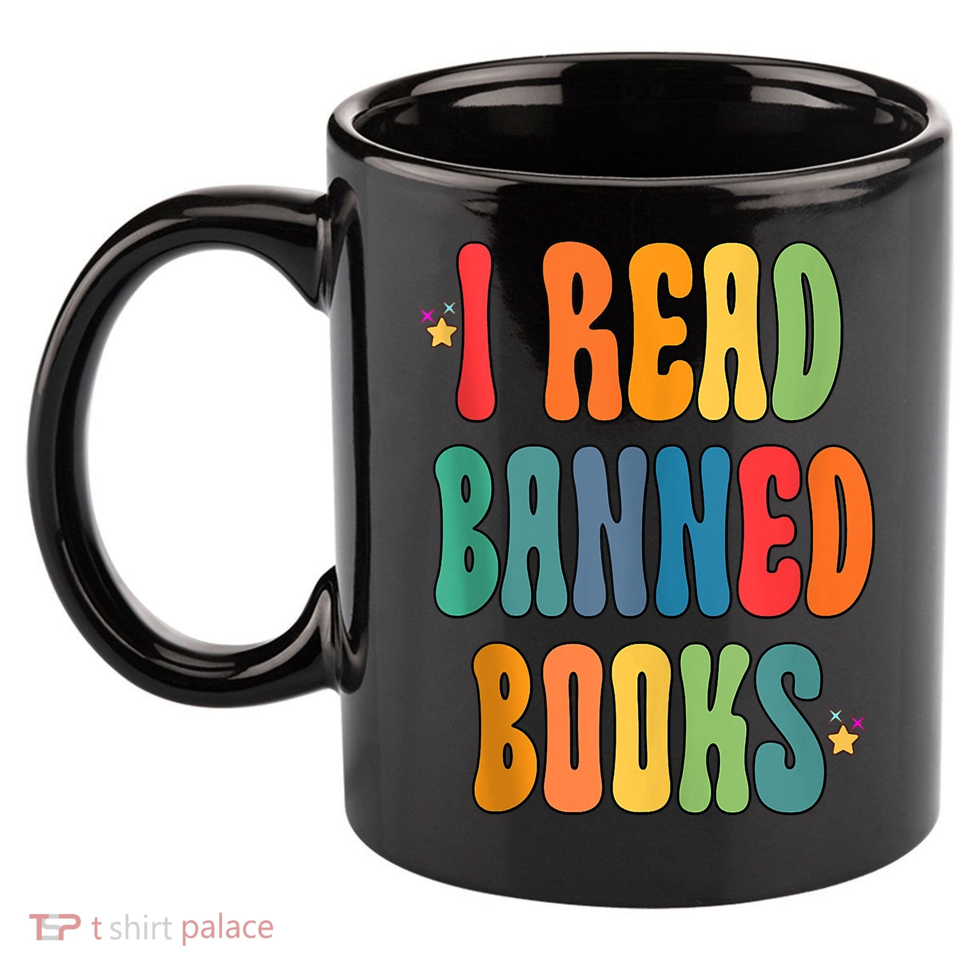 Groovy I Read Banned Books Librarian Reader Bookworm 11oz C Handle Ceramic Mug