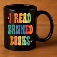 Groovy I Read Banned Books Librarian Reader Bookworm 11oz C Handle Ceramic Mug thumb 3