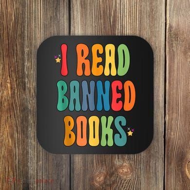 Groovy I Read Banned Books Librarian Reader Bookworm Coaster