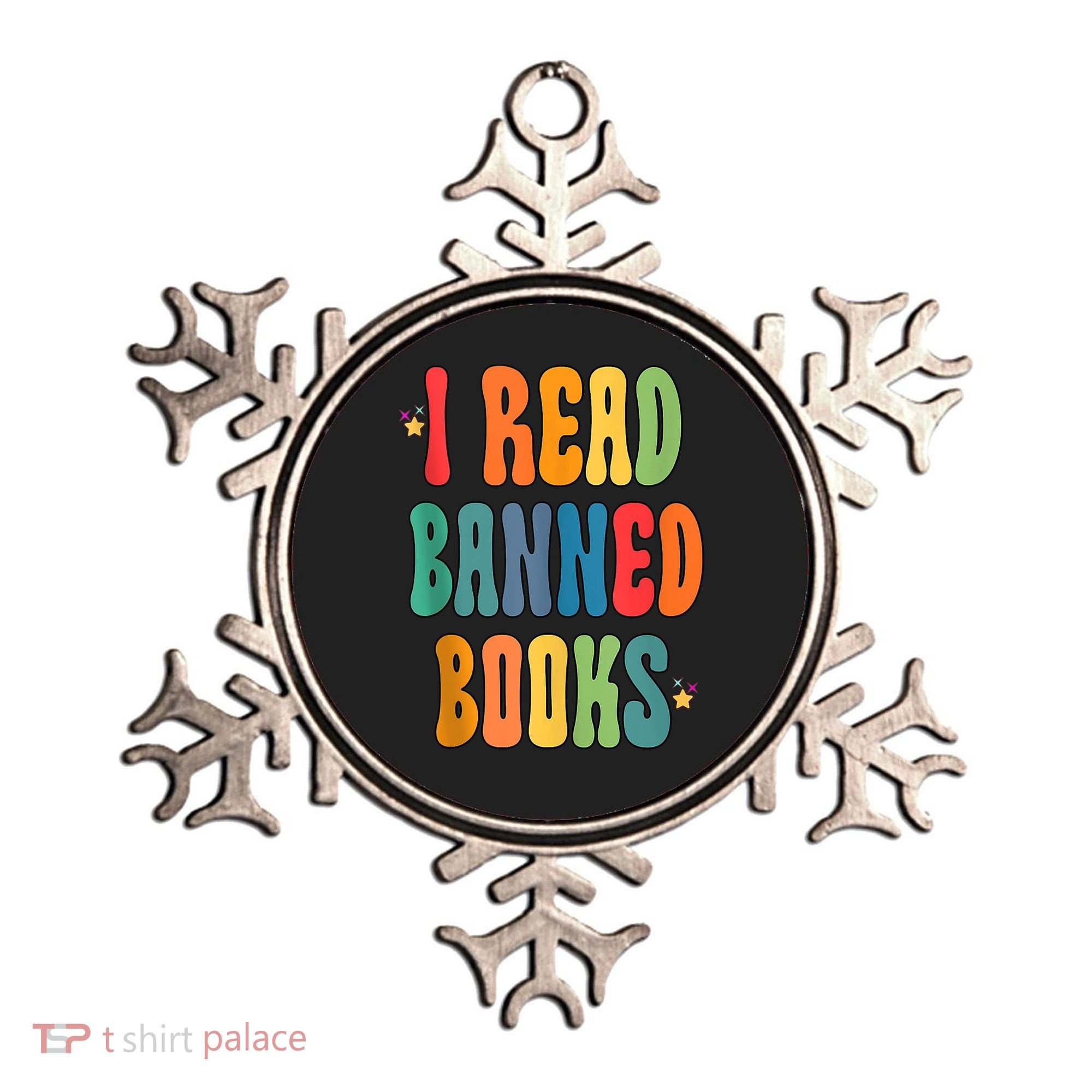 Groovy I Read Banned Books Librarian Reader Bookworm Ornament