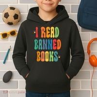 Groovy I Read Banned Books Librarian Reader Bookworm Kids Hoodie thumb 2