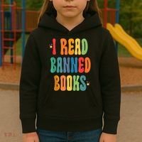 Groovy I Read Banned Books Librarian Reader Bookworm Kids Hoodie thumb 3