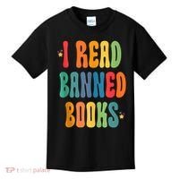 Groovy I Read Banned Books Librarian Reader Bookworm Kids T-Shirt thumb 0