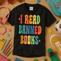 Groovy I Read Banned Books Librarian Reader Bookworm Kids T-Shirt thumb 3