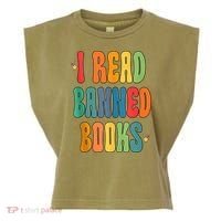 Groovy I Read Banned Books Librarian Reader Bookworm Garment-Dyed Women's Muscle Tee thumb 0