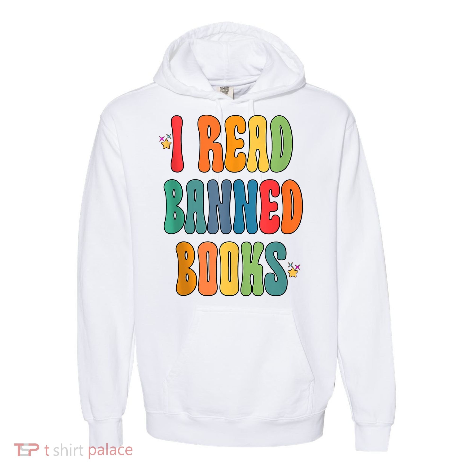 Groovy I Read Banned Books Librarian Reader Bookworm Comfort Colors Garment-Dyed Hooded Sweatshirt