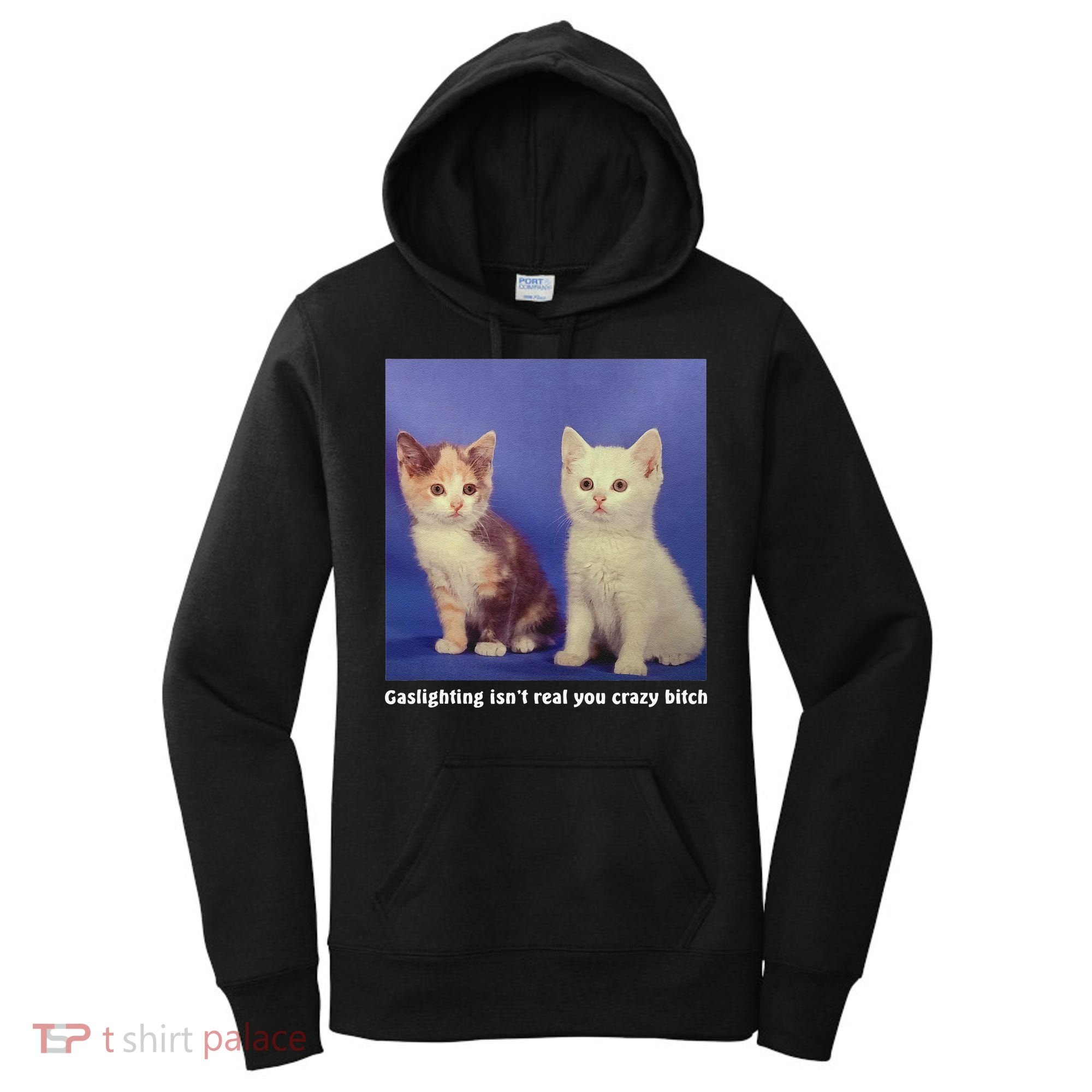 Gaslighting Isnt Real You Crazy B.I.T.C.H Funny Cat Lover Women's Hoodie