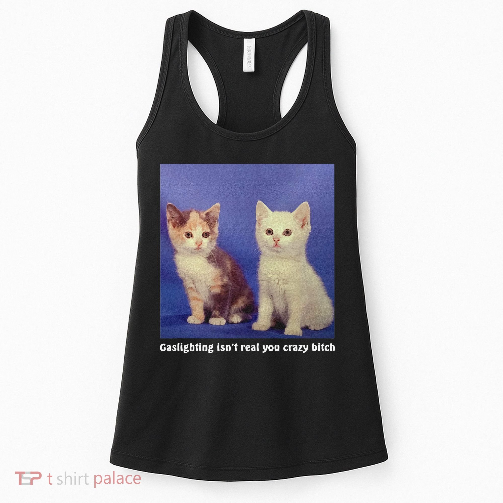 Gaslighting Isnt Real You Crazy B.I.T.C.H Funny Cat Lover Women's Tank Top